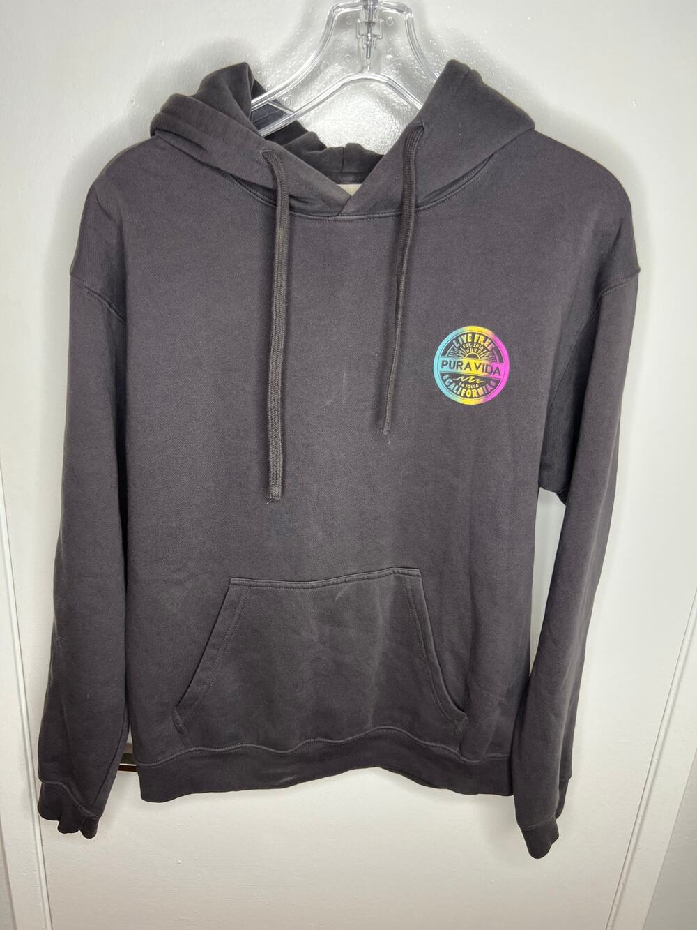 Pura Vida Women's Rainbow Ombre Graphic Logo Hoodie Sweatshirt ~ Size M
